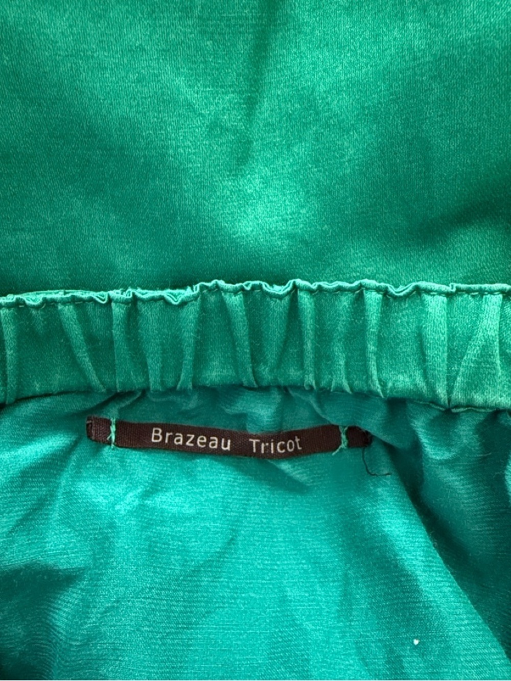 Brazeau Tricot Green Satin Midi Dress Open Back Strappy Silk Slip Style - Picture 7 of 7